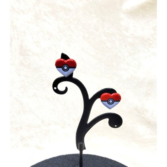 Heart-Shaped Poké Ball Pokémon Earrings - Picture 1 of 5